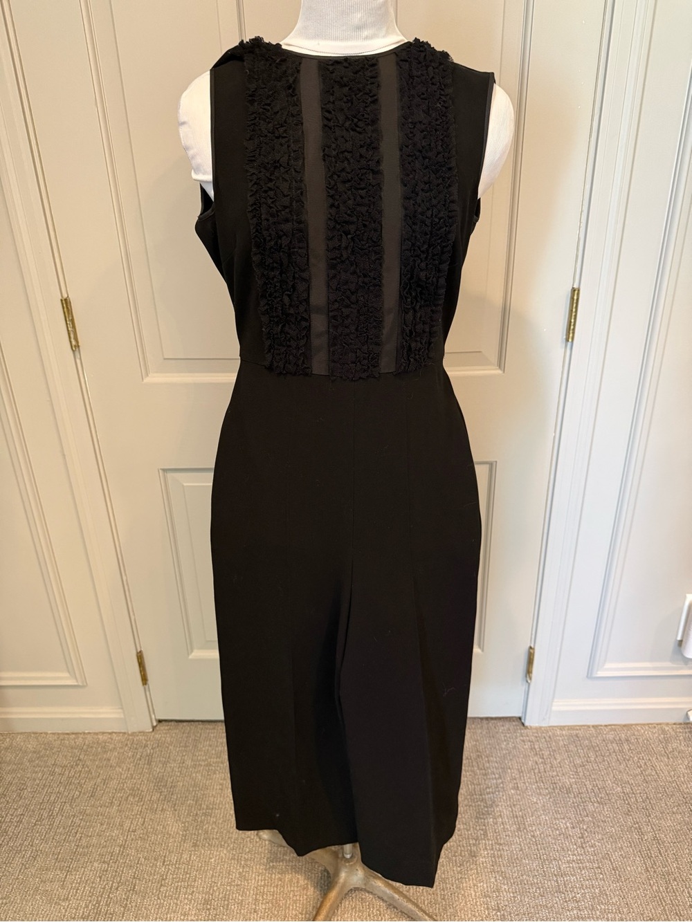 Red Valentino Black Sleeveless Cropped Jumpsuit Ruffle Panel 40 Small